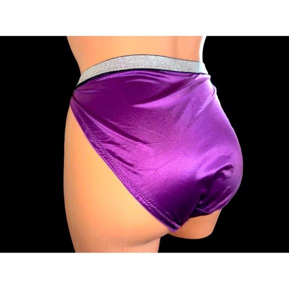 VTG Style 2nd Skin Satin shiny wetlook sissy panties String bikini XL NEW Purple - Picture 6 of 6